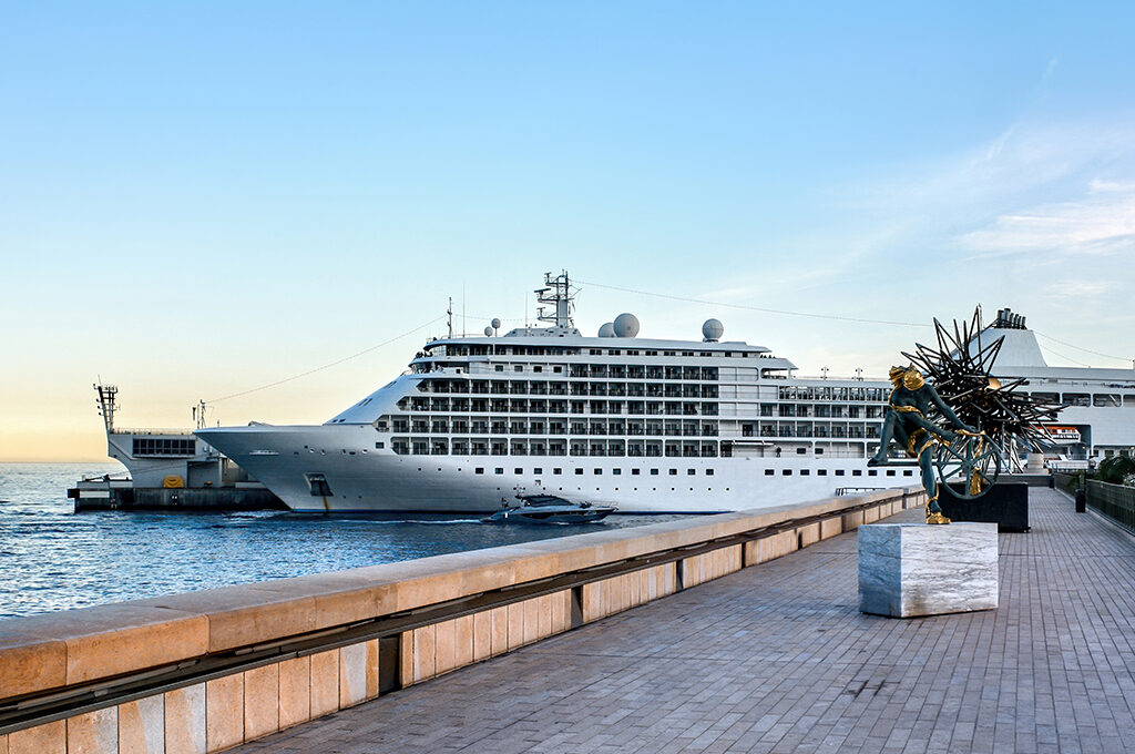 A view of a Windstar vessel at sea, representing one of the best luxury cruise lines for couples.