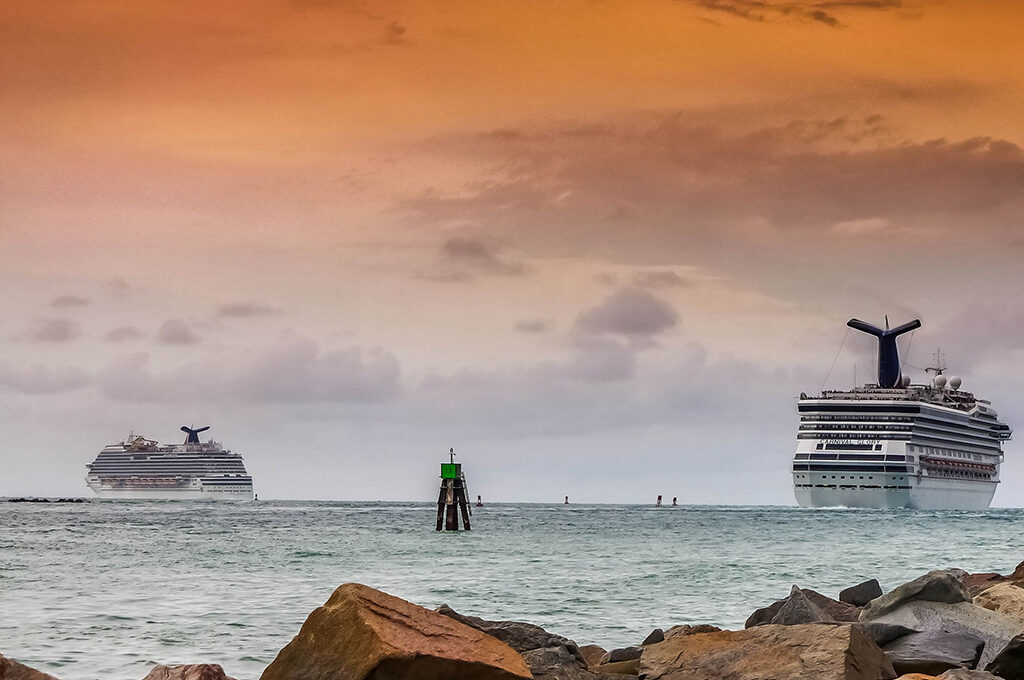 A view of an Oceania vessel at sea, representing one of the best luxury cruise lines for couples.