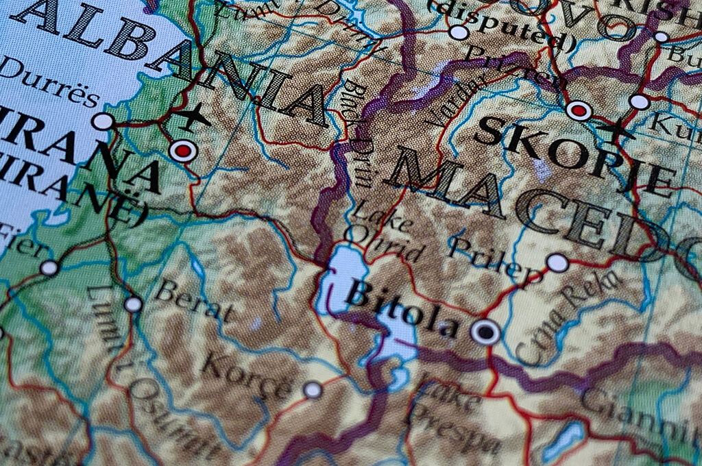 Detailed topographic map of Albania highlighting major cities, towns, and regions to help travelers plan their trip and find the best places to stay in Albania.