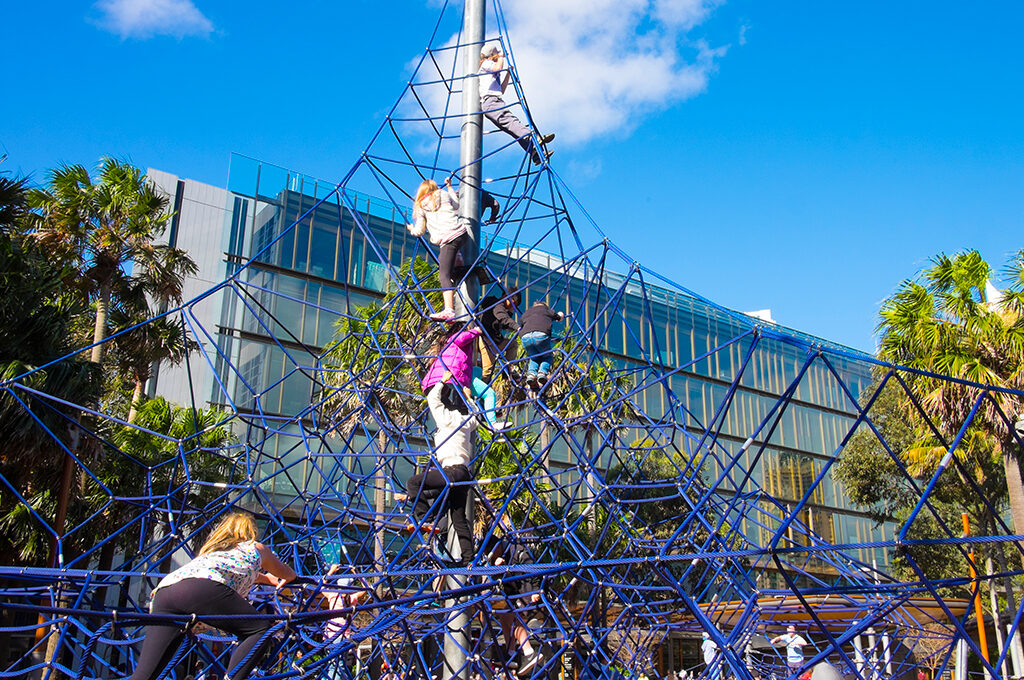 The Darling Quarter Kids Playground is one of the most spectacular ever built in Australia, featuring an array of fun activities for all ages.
